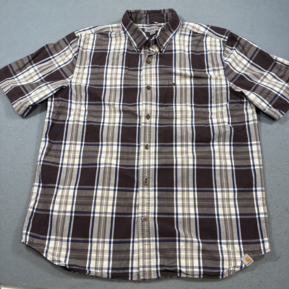 Carhartt RELAXED FIT Plaid Short-Sleeve Button-Up Shirt- Men's XL